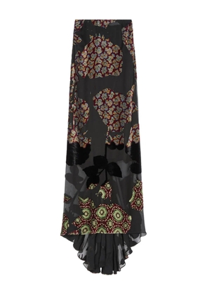 DRIES VAN NOTEN floral-print ruffled skirt - Black