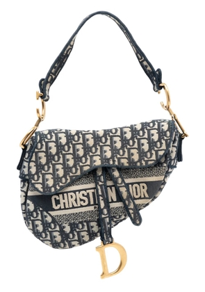 Christian Dior Pre-Owned 2022 Oblique Embroidered Canvas Saddle Bag shoulder bag - Blue