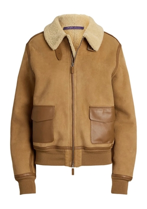 Ralph Lauren Collection shearling-collared bomber jacket - Neutrals