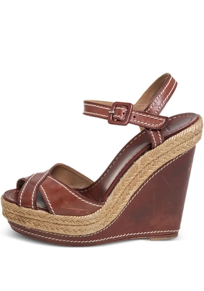 Christian Louboutin Pre-Owned 105mm Almeria wedge sandals - Brown