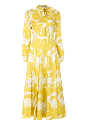 Valentino Garavani printed silk twill dress - Yellow