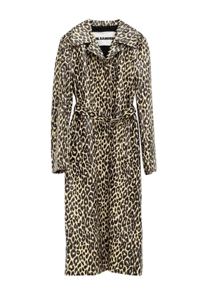 Jil Sander leopard-print belted single-breasted coat - Black