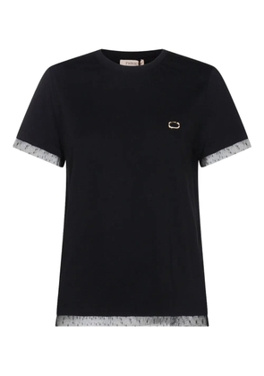 TWINSET tulle-trim cotton T-shirt - Black