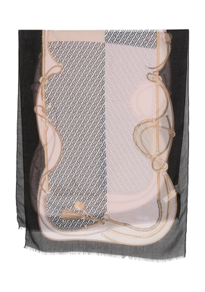 LIU JO pattern fringed scarf - Neutrals