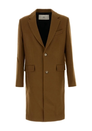 AMI Paris virgin wool single-breasted coat - Brown