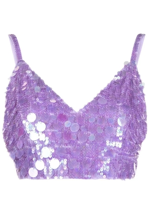 P.A.R.O.S.H. V-neck sequin embellished crop top - Purple