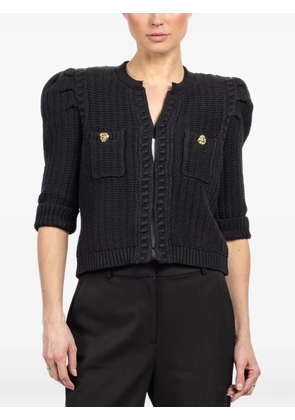 L'Agence Delilah puff-sleeve chest-pocket cardigan - Black