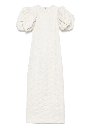 ROTATE BIRGER CHRISTENSEN jacquard puff-sleeve midi dress - Neutrals