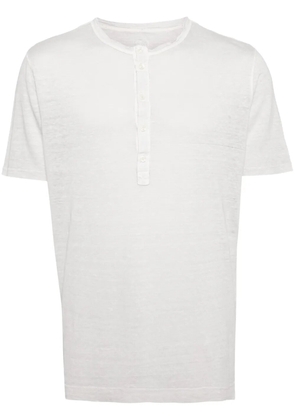 120% Lino button-placket linen T-shirt - Grey