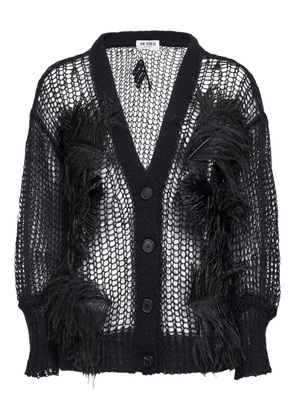The Attico feather-embellishment V-neck cardigan - Black
