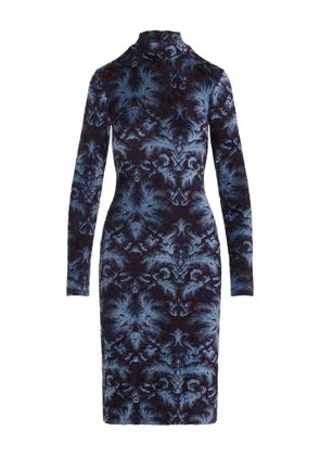 ETRO floral-pattern mock-neck midi dress - Blue