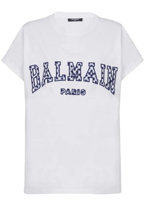 Balmain gingham Paris T-shirt - White