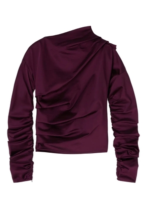 GANNI ruched satin top - Red