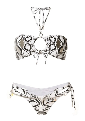 Amir Slama wave-print chain-detail bikini set - White