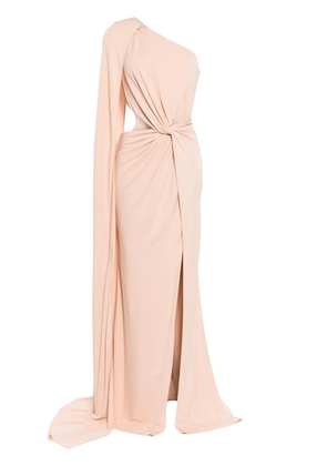 Elie Saab one-shoulder jersey gown - Brown