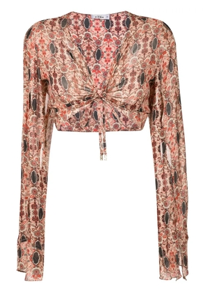 Amir Slama floral-print cropped blouse - Multicolour