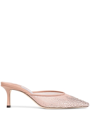 Jimmy Choo 65mm crystal-embellished mules - Pink