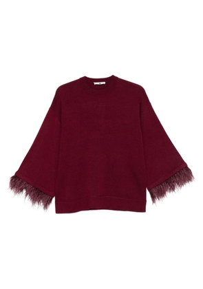 TWINSET feather-trim sweater - Red