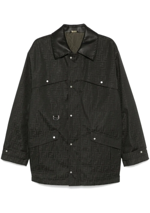 FENDI FF-jacquard waxed coat - Black