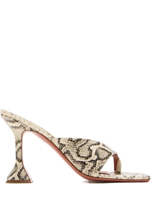 Amina Muaddi 95mm Shiona snakeskin-effect sandals - Neutrals