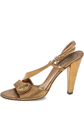 Gucci Pre-Owned 100mm leather slingback sandals - METALLIC BRONZE