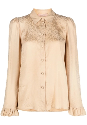 TWINSET animal-print ruffle-cuffs shirt - Brown