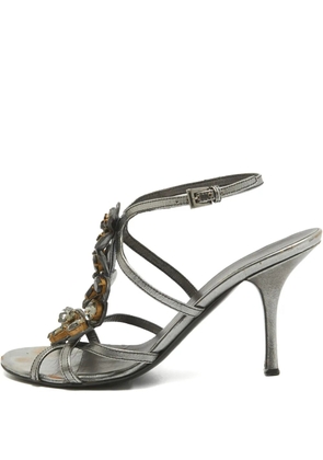 Prada Pre-Owned crystal-embellished leather sandals - Grey