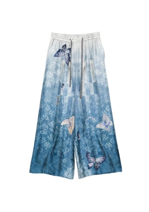 Pierre-Louis Mascia butterfly-print palazzo pants - Blue