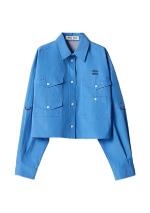 Miu Miu logo-embroidered front-pockets shirt - Blue
