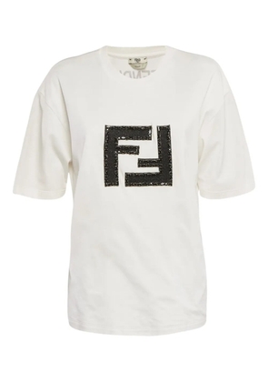 Fendi Pre-Owned sequin-embellished logo T-shirt - White