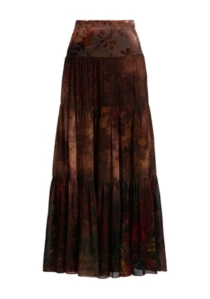 Ralph Lauren Collection tiered floral-pattern maxi skirt - Brown