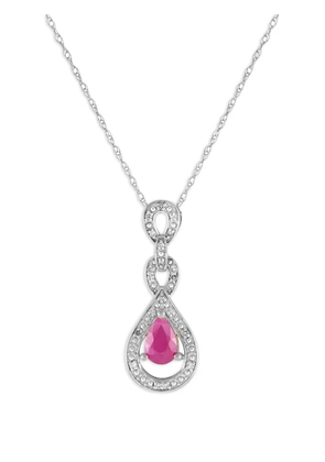 LB Exclusive 14K white gold diamond and ruby necklace PD4-16318WRU - Silver