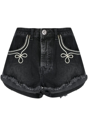 One Teaspoon frayed-edge denim shorts - Black