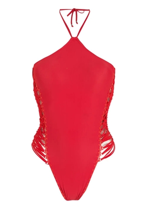 Amir Slama macreme-details swimsuit - Red