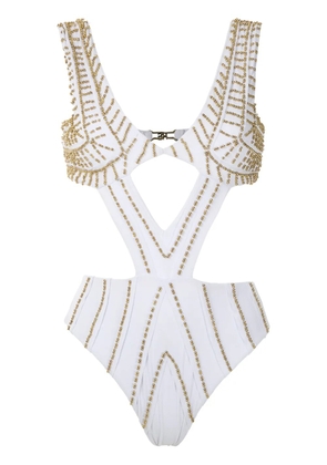 Amir Slama embroidered cut out swimsuit - White