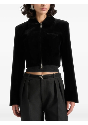 Manière De Voir Adina dual-zip textured cropped jacket - Black