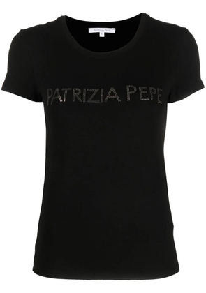 Patrizia Pepe rhinestone-logo T-shirt - Black