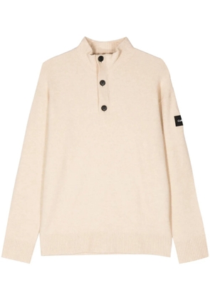 Calvin Klein logo-appliqué brushed jumper - Neutrals