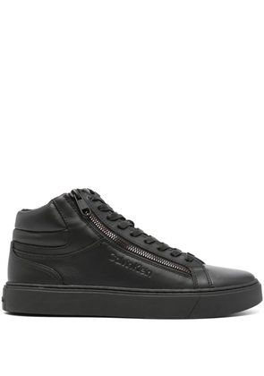 Calvin Klein logo-debossed leather sneakers - Black
