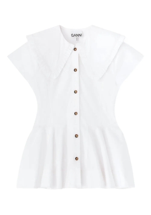 GANNI ruffled collar buttoned top - White