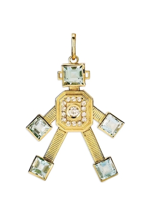 Vans Mini Piccolo Robot diamond and aquamarine pendant - Gold