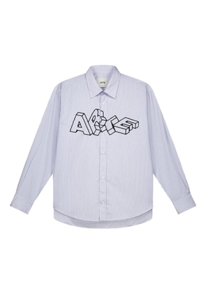 Arte Antwerp striped logo-print shirt - Blue
