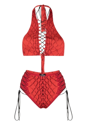 Noire Swimwear Addicted snakeskin print bikini - Red