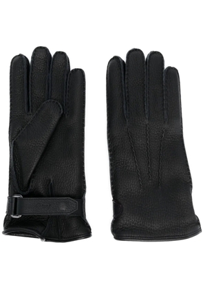 Brioni touch-strap leather gloves - Black