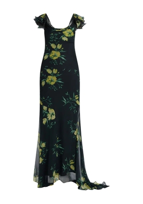 De La Vali ruffled floral-print dress - Black