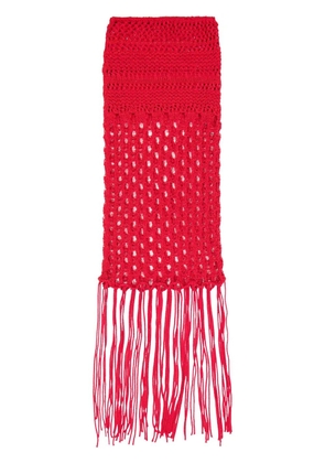Laneus open-knit long skirt - Red