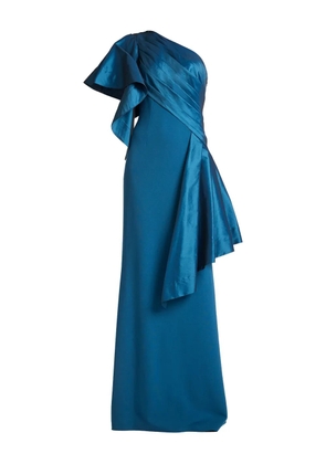 Tadashi Shoji asymmetric-neck ruffled maxi dress - Blue