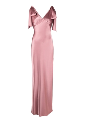 V:PM ATELIER bow-detail V-neck gown - Pink