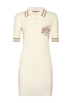 Philipp Plein knitted polo dress - White