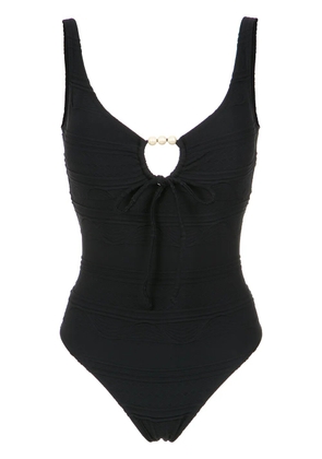 Amir Slama faux pearl embellished swimsuit - Black